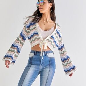 Francesca's Collections Multicolor Chevron Cardigan